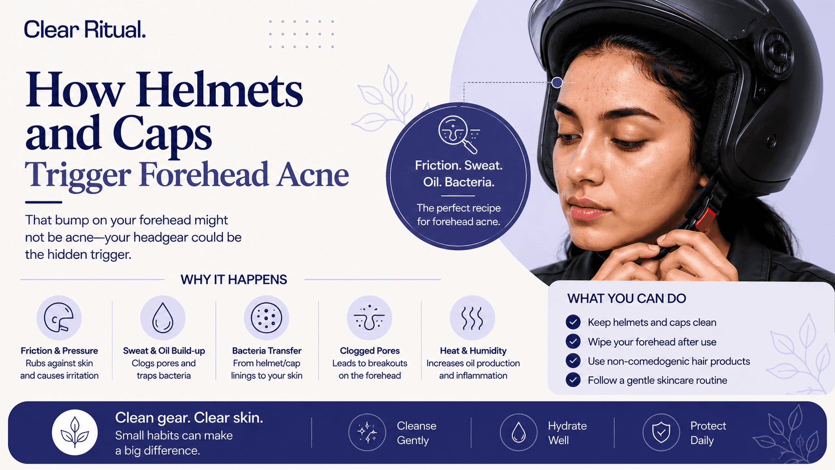 Helmet friction causing acne