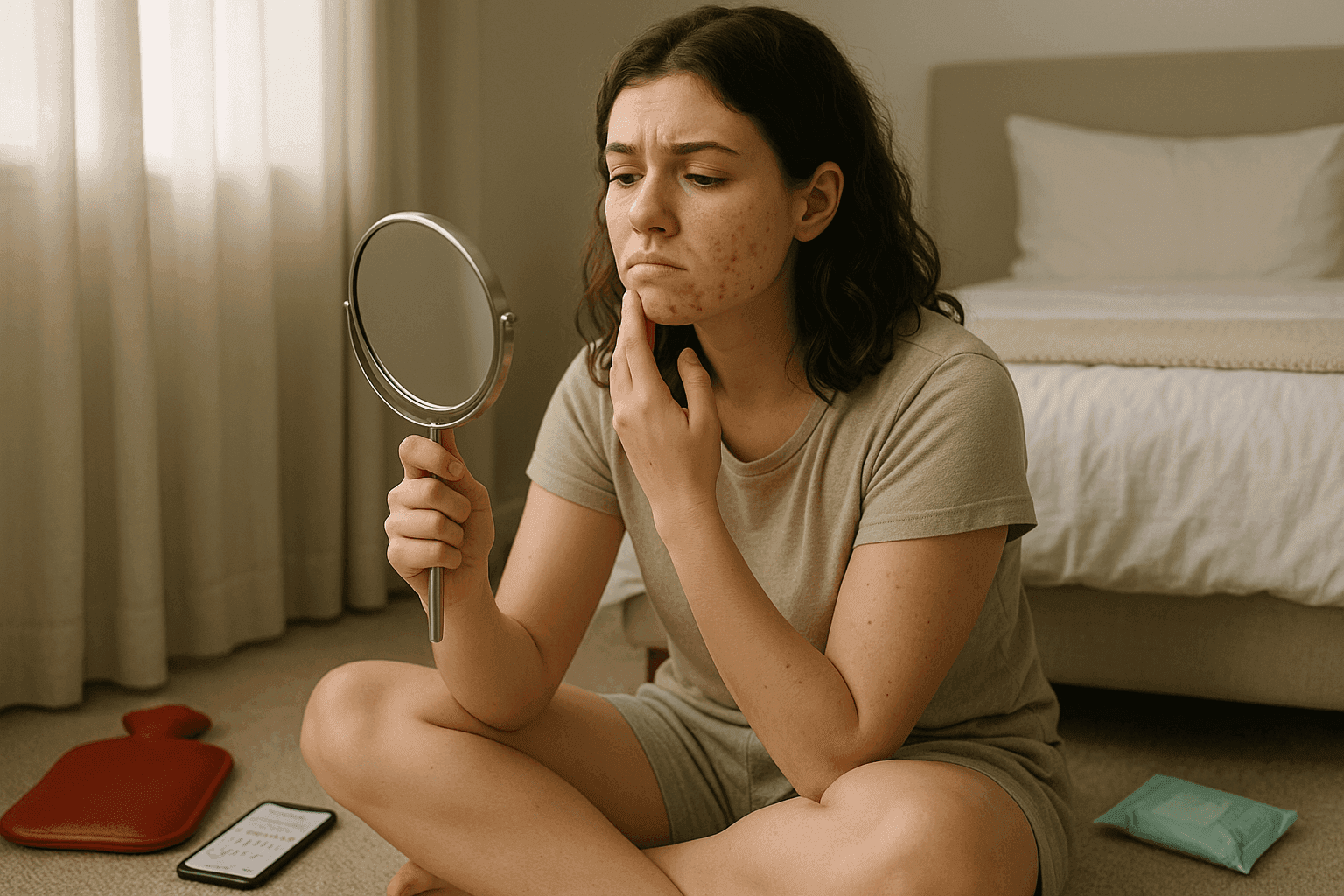Hormonal acne on jawline with underlying causes