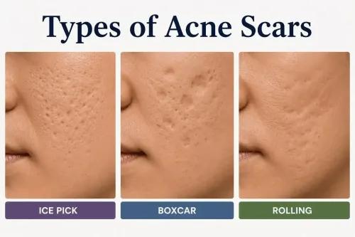 Types of Acne Scars: Ice Pick, Boxcar & Rolling